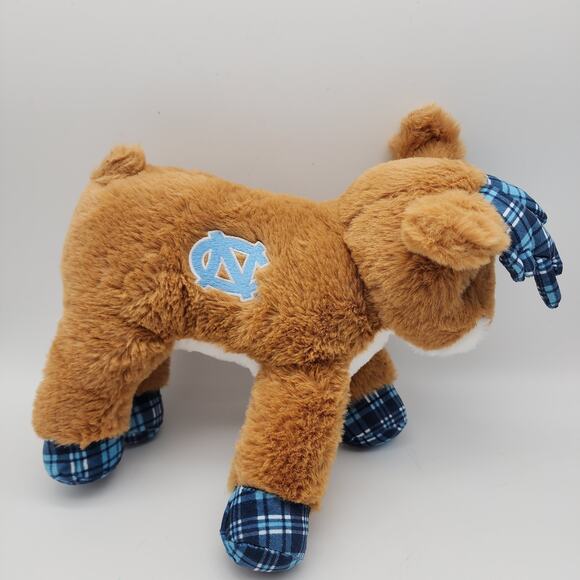 FOCO UNC Tar Heels Reindeer Plush 12" Blue Plaid Feet Brown Fur Stuffed Toy - Picture 1 of 10